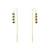 Cercei lungi de argint placat cu aur galben cu lantisor si pietre negre Moon&Stars DiAmanti AE22797Y-BLACK-AS